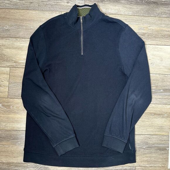 Ted Baker Navy Blue Quarter Zip Pullover Sz 4 (L) - Picture 1 of 3
